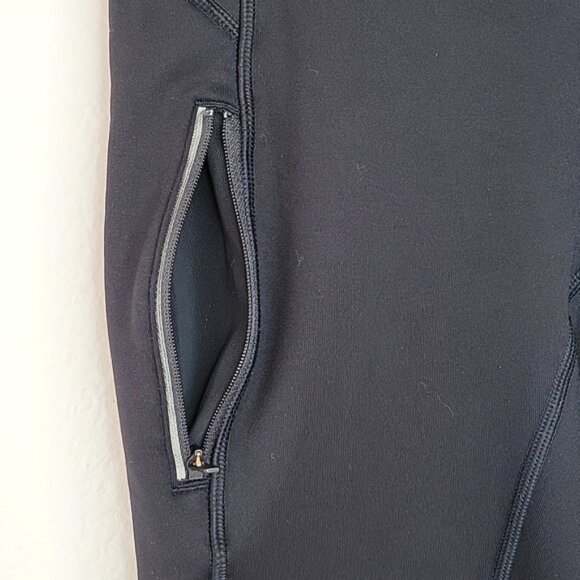 Athleta Black High Waisted Exercise Legging sz S Zipper Pockets Athletic Workout - Picture 4 of 12